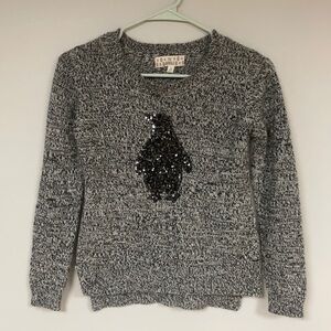 Pink Republic Super Cute Sequined Penguin Crew Neck Sweater,  Large